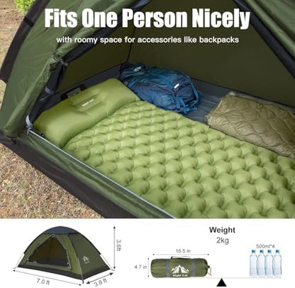 Night Cat Backpacking Tent for One 1 to 2 Persons Lightweight Waterproof Camping Hiking Tent for Adults Kids Scouts Easy Setup Single Layer 2.2x1.2m