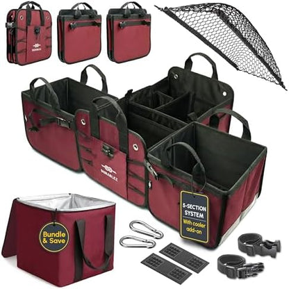 5-Section Modular Extra Large Trunk Organizer System, Cherry Red