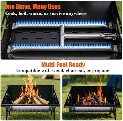 QuliMetal Portable Camping Grill – Foldable Charcoal/Gas Grill