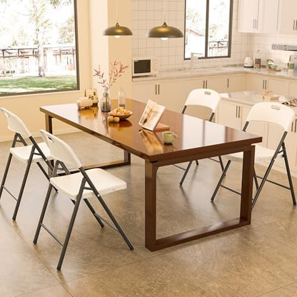 Bonnlo 4-Pack White Plastic Folding Chairs, Portable Seat with Sturdy Steel Frame for Indoor & Outdoor Use, Perfect for Banquet, Party, Wedding, Office, and Camping