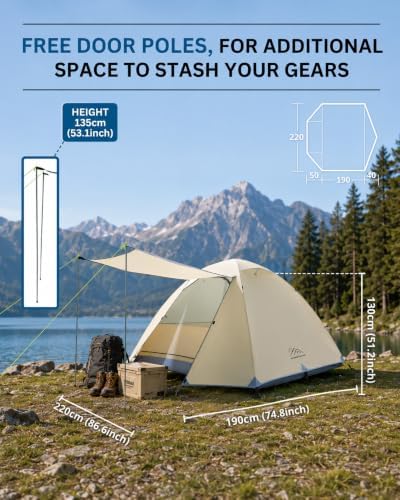 Camping Tent 2 Person, Backpacking Tent, 20D Nylon/Taffeta PU3000mm