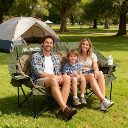 Oversized Double Camping Chair Padded Camping Chairs for Adults,Green