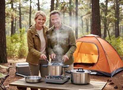 Stainless Steel Camping Kitchen Cookware Set, 6 Piece
