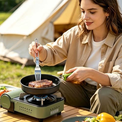 14pcs Camping Cookware Set Camping Pots and Pans Set with Cups Plates Forks Knives Spoons for Camping Outdoor Cooking and Picnic