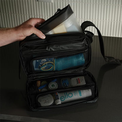Gravel Hanging Toiletry Bag – Water-Resistant Dopp Kit for Men & Women (Black, Max)