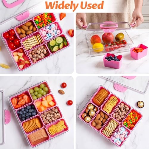 Snackle Box Container Dishwasher Safe Divided Serving Tray with Lid Handle