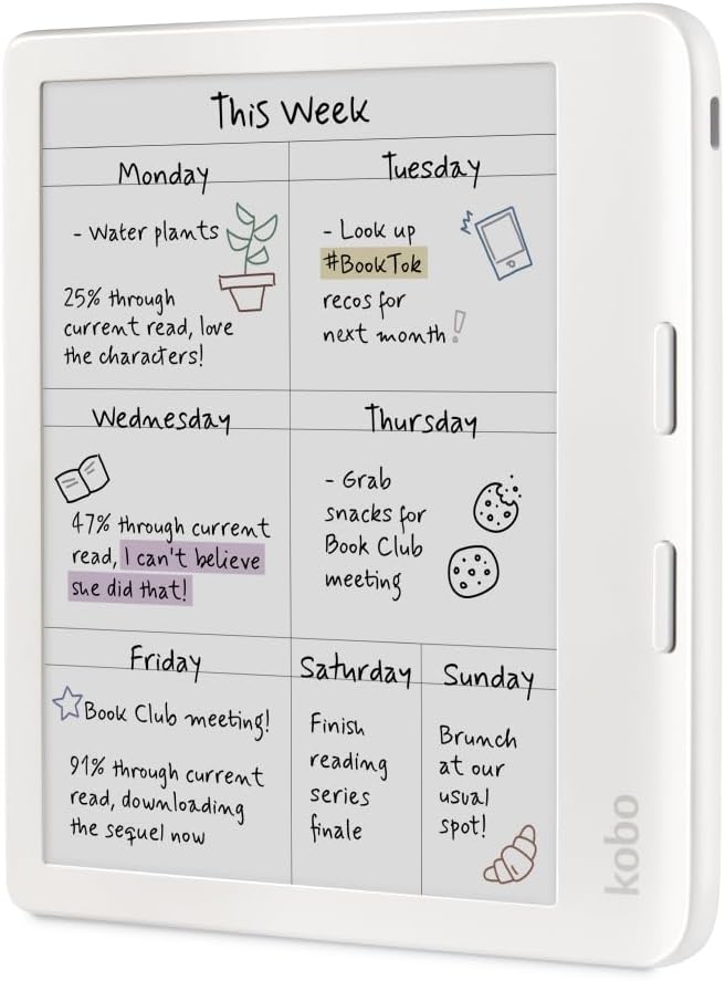 Kobo Libra Colour | eReader | 7” Glare-Free Colour E Ink Kaleido™ 3 Display | Dark Mode Option | Audiobooks | Waterproof | White