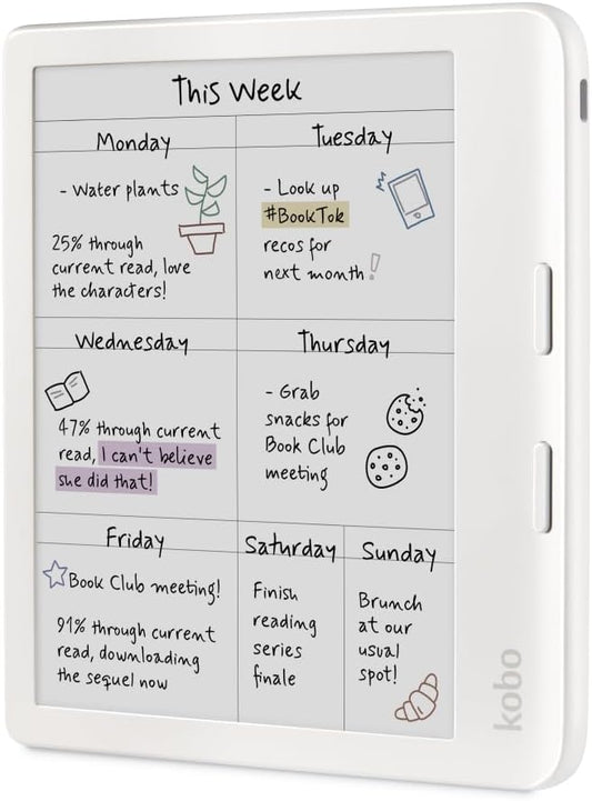 Kobo Libra Colour | eReader | 7” Glare-Free Colour E Ink Kaleido™ 3 Display | Dark Mode Option | Audiobooks | Waterproof | White