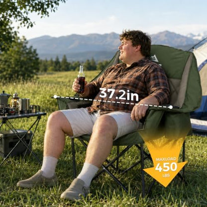 2 Pack Oversized Camping Chairs for Adults, Support 450 lb Each, Green