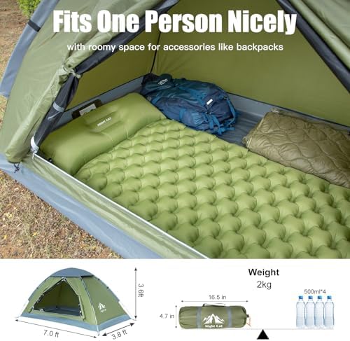 Night Cat Backpacking Tent for One 1 to 2 Persons Lightweight Waterproof Camping Hiking Tent for Adults Kids Scouts Easy Setup Single Layer 2.2x1.2m