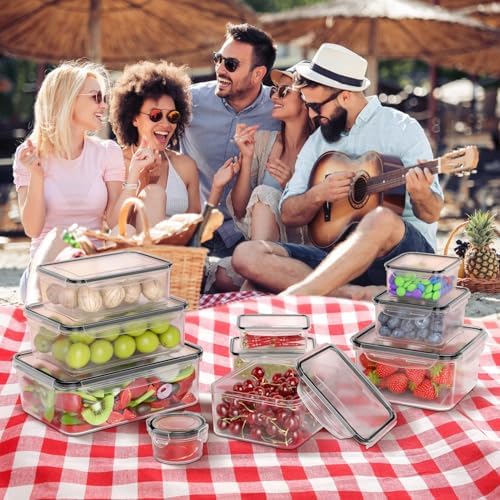 44 PCS Plastic Food Storage Containers with Lids Airtight, BPA-Free Leakproof Meal Prep Containers Reusable,Microwave & Dishwasher & Freezer Safe,Includes Labels & Pen