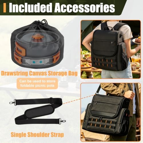 Large Camp Kitchen Organizer with Paper Towel Holder, Black