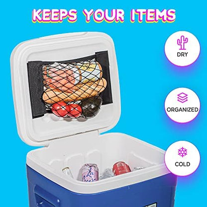 Cooler Net for Dry Storage and Organization - Compatible with YETI, RTIC, Ninja, Igloo, Coleman, Lifetime, Pelican Ice Chests - Works with Cooler Lights, Wheel Kits, RTIC Cooler Accessories, and More