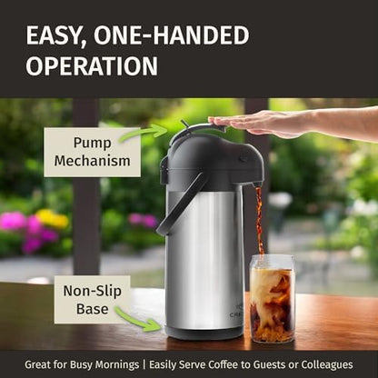 Cresimo Coffee Carafe with Pump 102oz / 3L Airpot Large Hot Water Dispenser