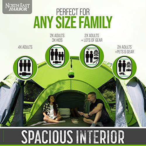 4 Person Easy Pop Up Tent Water-Resistant Lightweight Portable Camping Instant Tent Quick Automatic Setup, with Porch Ideal for Camping, Backpacking, Hiking, Traveling, Beach, Festival