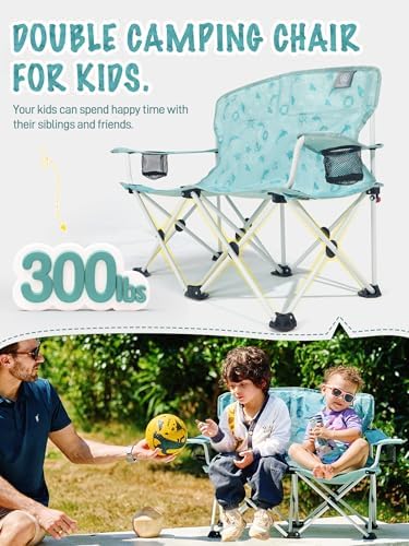EVER ADVANCED Kids Camping Chair for Two Kids Green