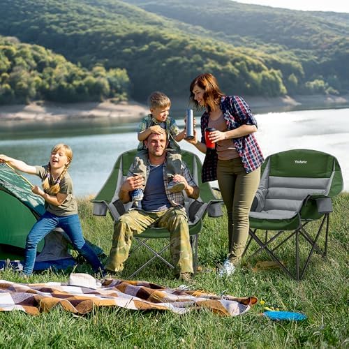 Youtanic Oversized Padded Camping Chair, Portable Folding Camping Chairs