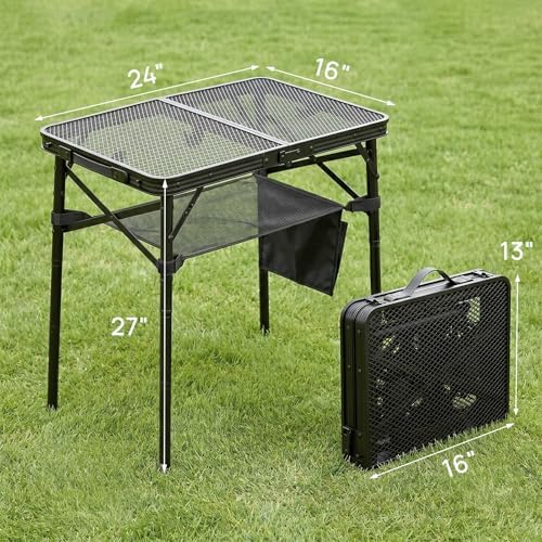 Folding Grill Table, 24 x 16 in Portable Camping Table for Picnic