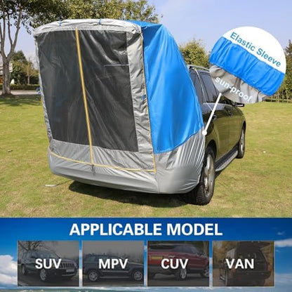 SUV Tailgate Tent with Awning, 2-Person Hatchback Tent for Camping
