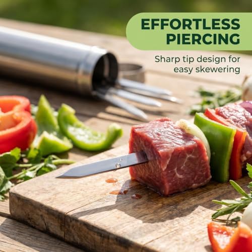 25 Pack Flat Non-Slip Stainless Steel Skewers