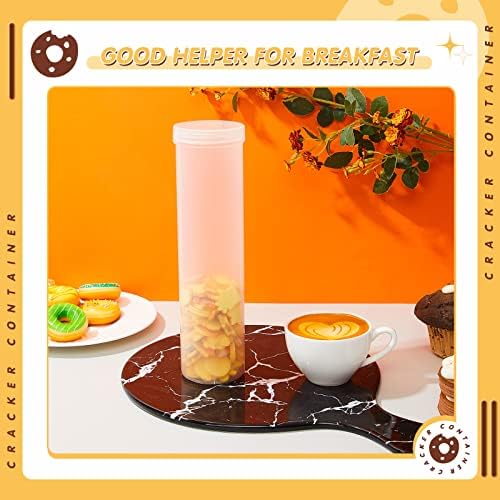 Suclain 6 Pieces Cylinder Cracker Containers Saltine Sleeve Storage Container Plastic Cracker Keeper with Lid Airtight Spaghetti Cookie Holder for Food Pantry Cereal Chips