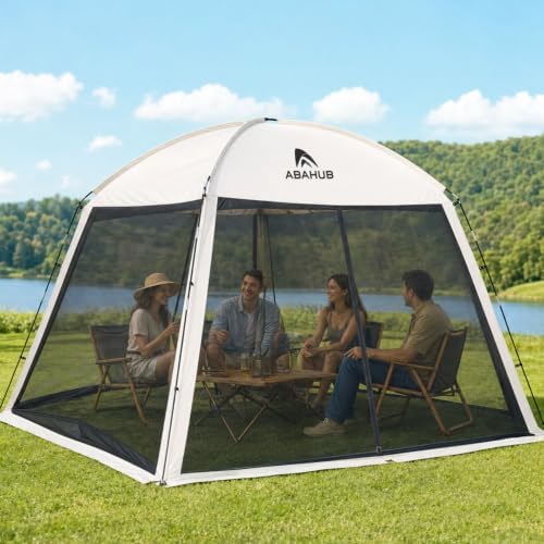 Abahub Portable Screen House Tent for 4-6 Person, 9.8x9.8x6.7 ft, White