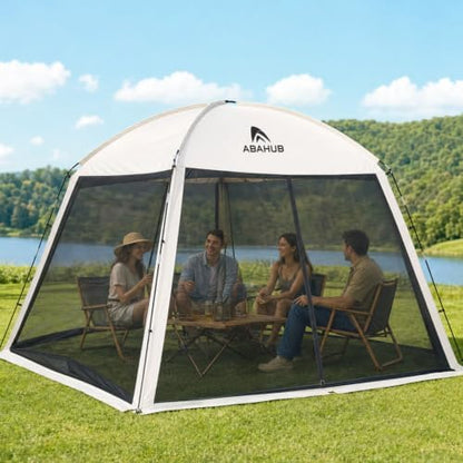 Abahub Portable Screen House Tent for 4-6 Person, 9.8x9.8x6.7 ft, White