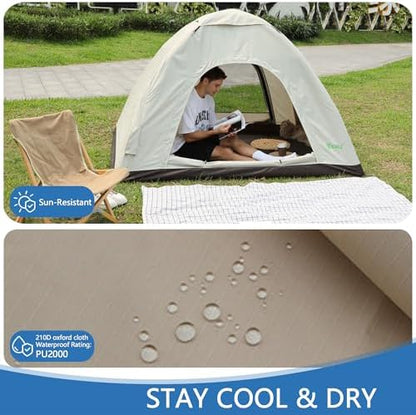 New Inflatable Frameless Foldable Tent. 210D Waterproof for Camping. Durable, Portable and Easy to Set up, Ideal for Hiking and Road Trips. with a Large-bore Manual Pump with Pressure Gauge