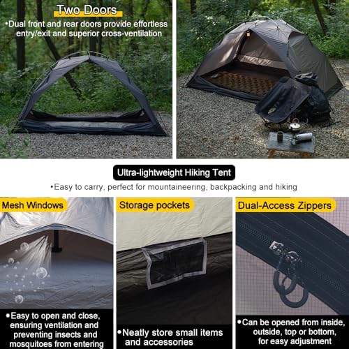 Soomloom Hiking Tent RENATTA 2P Lightweight Spacious Comfortable Camping Windproof Waterproof UV Protection Ventilation Easy Setup 2-Person Camping Shelter