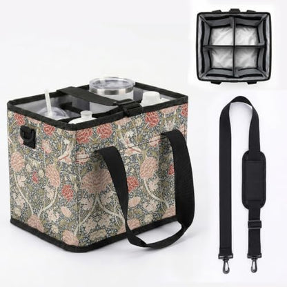 Insulated Drink Carrier Bag with Handle,William Morris Style Print