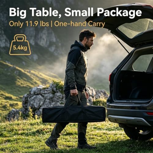 JOUYEK Folding Outdoor Camping Table, Lightweight Aluminum Camp Table Black