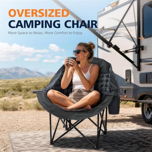 Oversized Camping Chair - Heavy Duty Outdoor Lawn Chair for Adults