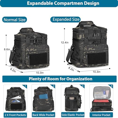GLENKEY Tactical Lunch Box Men 16L Expandable Insulated Leakproof Cooler