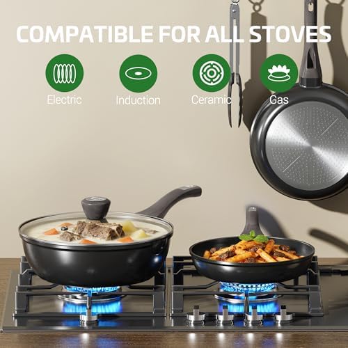 Nonstick Cookware Set, Titanium Coating Pan Set