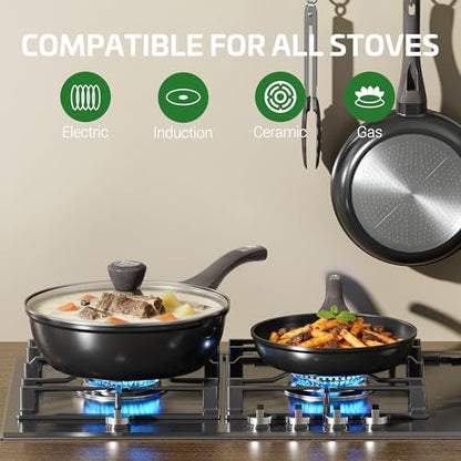Nonstick Cookware Set, Titanium Coating Pan Set