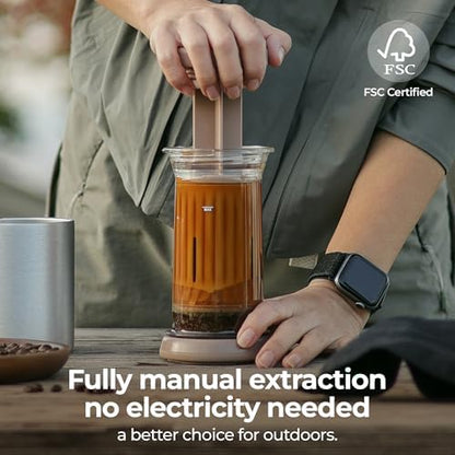 D1 Camping Coffee Maker with 60-Count Filter Paper, 8oz Extra Small Portable Cold Brew & Espresso Coffee Press, French Press, Pour-Over & Espresso Style Manual Brewer,