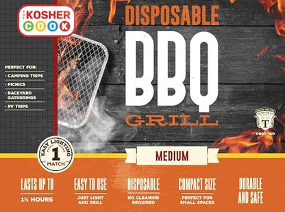 The Kosher Cook Disposable Charcoal Grill - Ready To Use Portable Bbq Grill - Easy To Light Portable Charcoal Grill Kosher - 2 Pack