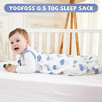 Yoofoss Baby Sleep Sack 0-6 Month 0.5TOG 100% Organic Cotton 2-Way Zipper