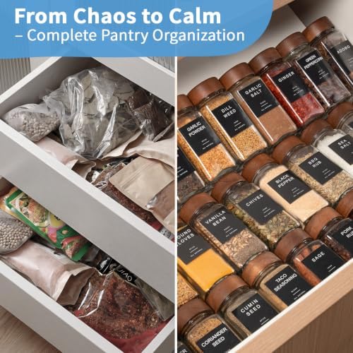 Yangbaga Glass Spice Jars with Labels, 14pcs 4oz Seasoning Organizer Jars