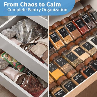 Yangbaga Glass Spice Jars with Labels, 34pcs 4oz Seasoning Organizer Jars