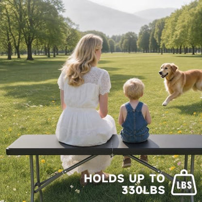 Heavy Duty Folding Table, Sturdy Portable Foldable Table with Safety Lock, Indoor Outdoor Use for Camping Party, 6/8 Foot (Standard, Black, 6FT-10 Pack)