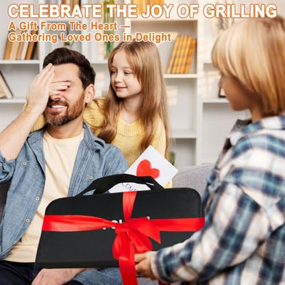POLIGO 26 PCS BBQ Grill Accessories Stainless Steel BBQ Tools Grilling Tools Set with Storage Bag for Fathers Day Dads Birthday Presents - Camping Grill Utensils Set Ideal Grilling Gifts for Men Black