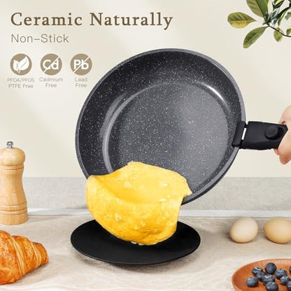 GIPP Pots and Pans Set Non Stick,Kitchen Cookware Set Detachable Handle, Non Toxic Cooking Pan Set with Frying Pans Set,RV Cookware Sets for All Stoves,Dark Grey,21PCS