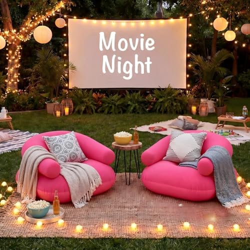 Novabright 2 Pcs Inflatable Chairs for Adults Blow Up Games Chairs Folding Portable Flocking Inflatable Sofa for Living Room Learning Camping Party (Hot Pink)