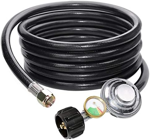 12 Feet Propane Regulator Hose with Tank Gauge for Gas Grill and Fire Pit