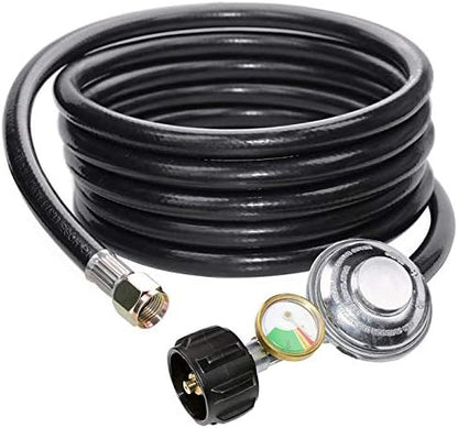 12 Feet Propane Regulator Hose with Tank Gauge for Gas Grill and Fire Pit