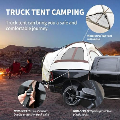 Tecoom Truck Bed Tent, Double Layer Waterproof PU3000mm for 5.5-6.7ft, Portable 1-3 Person Compact Full Size Pickup with Rain Fly for Outdoor, Camping, Road Trip, Beach
