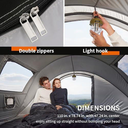 EchoSmile Instant Pop Up Camping Tent, 2/4/6 Person Easy Setup Tent