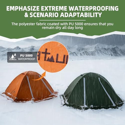 Clostnature 4 Season Backpacking Tent - 1/2 Person Cold Weather Winter Tent
