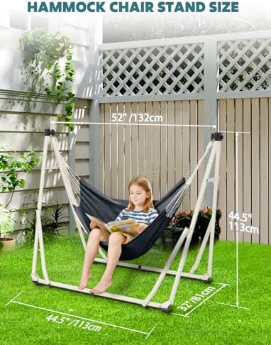 ANYOO 2-in-1 Hammock & Chair Stand with Collapsible Steel Frame & Carry Bag